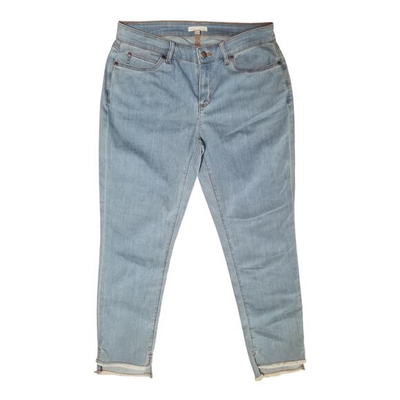 Eileen Fisher Womens Size 10 Fray Step Hem Ankle Skinny Jeans Light Wash Stretch - Picture 1 of 7